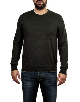 Pullover Girocollo Antracite Lana Seta Cashmere