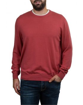 Pullover Girocollo Rosa Lana Seta Cashmere