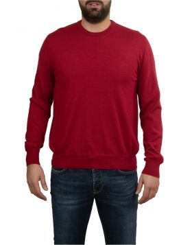 Pullover Girocollo Rosso Lana Seta Cashmere