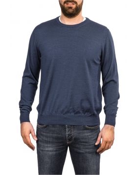 Pullover Girocollo Bluette Lana Seta Cashmere