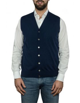 Gilet Blu Navy 100% Cashmere Leggero