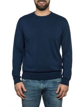 Pullover Girocollo Blu Navy 100% Cashmere