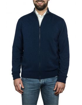 Giacca Con Zip Blu Navy 100% Cashmere