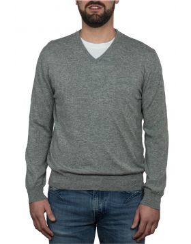 Pullover Scollo V 100% Cashmere Grigio Chiaro