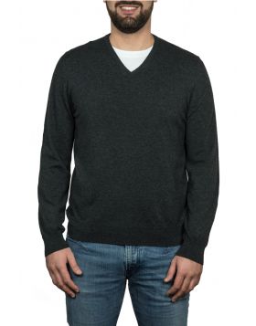 Pullover Scollo V 100% Cashmere Grigio Scuro