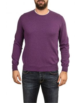 Purple Round Neck Pullover 100% Cashmere