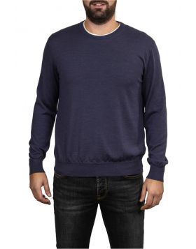  Periwinkle Round-Neck Pullover Wool Silk Cashmere